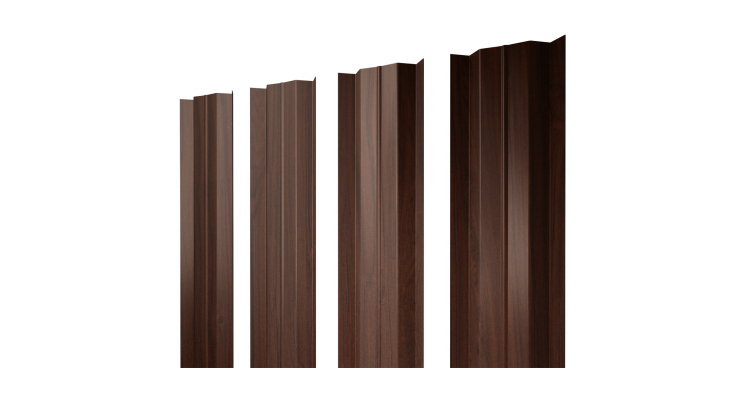 Штакетник М-образный В с прямым резом 0.45 Print Elite Choco Wood TwinColor