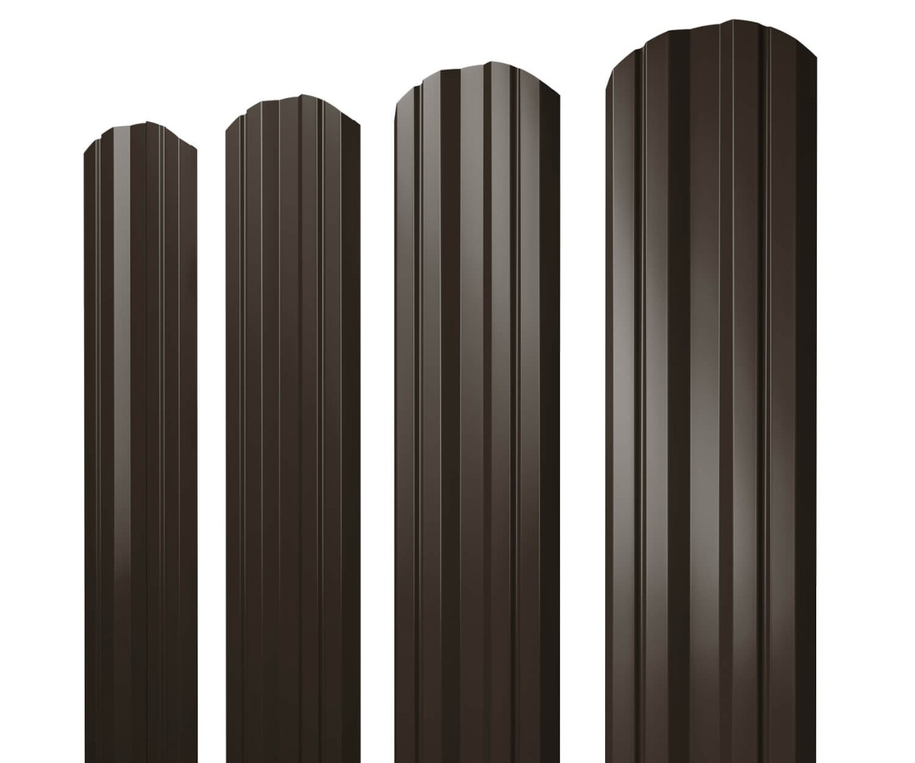 Штакетник Twin фигурный 0,45 PE-Double RR 32 темно-коричневый