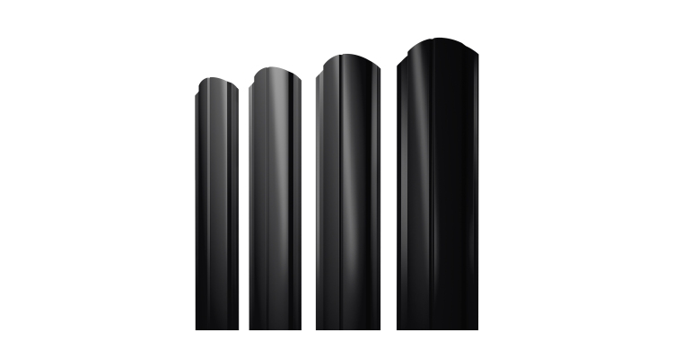 Штакетник Полукруглый Slim фигурный 0.45 PE-Double RAL 9005 черный