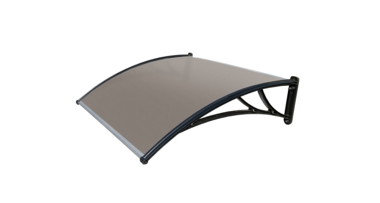Козырек Krovent из поликарбоната 1500х930х280 бронзовый (черный кронштейн)