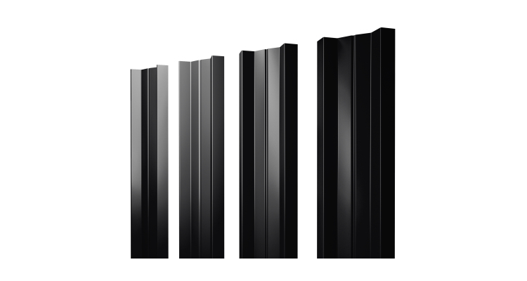 Штакетник М-образный А с прямым резом 0.4 PE-Matt-Double RAL 9005 черный