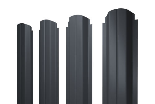 Штакетник П-образный А фигурный 0,5 Satin RAL 7024 мокрый асфальт